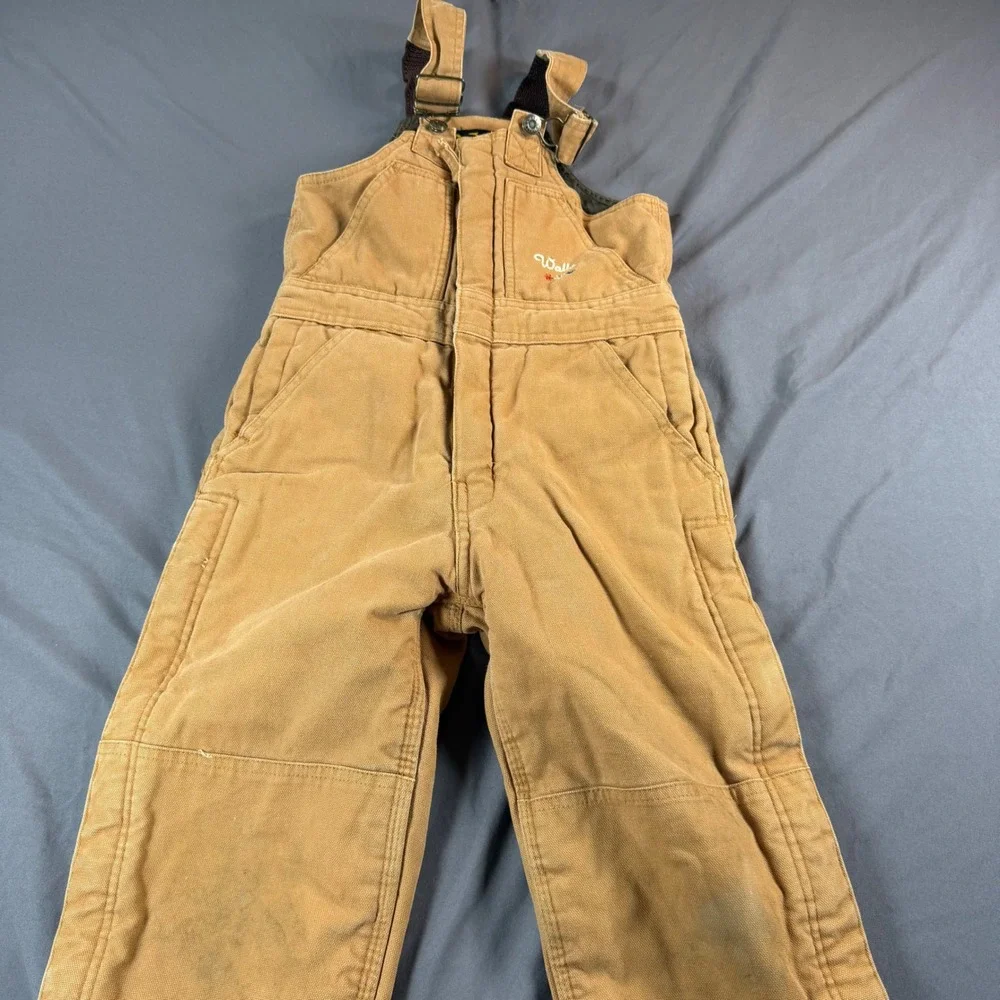 Walls Zero-Zone Youth Insulated Bib Overalls Brown Cotton Duck Z93620W Size 6 R